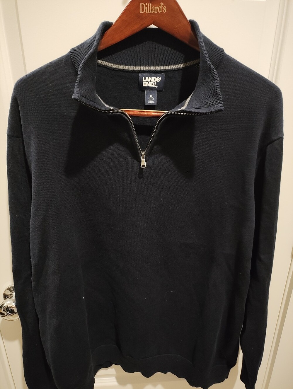 Lands' End Men's Navy Half-Zip Sweater